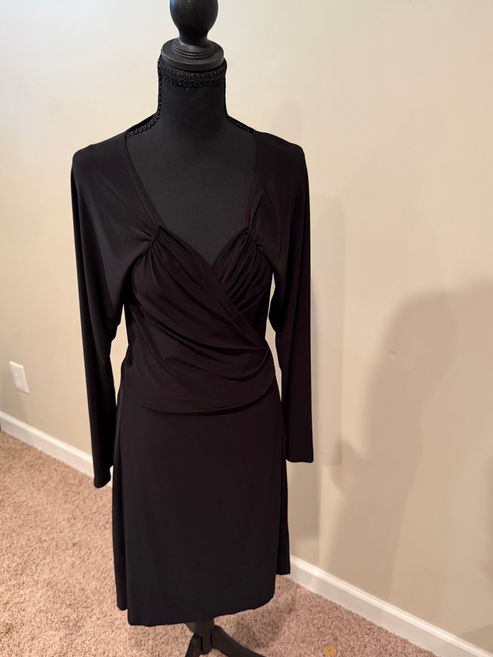 Norma Kamali Black Wrap Dress Long Sleeve XL - Picture 2 of 5